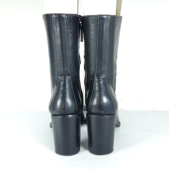 Gucci Women's US7-7,5C EU38 Black Leather Side Zipper Heeld Square Toe Boots - Picture 9 of 16